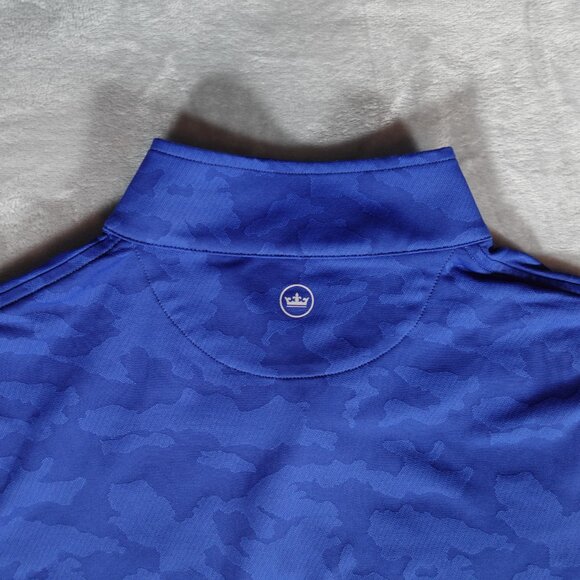 Peter Millar Perth Camo 1/4 Zip Pullover Mens M Company Logo Athletic Blue - Picture 9 of 12